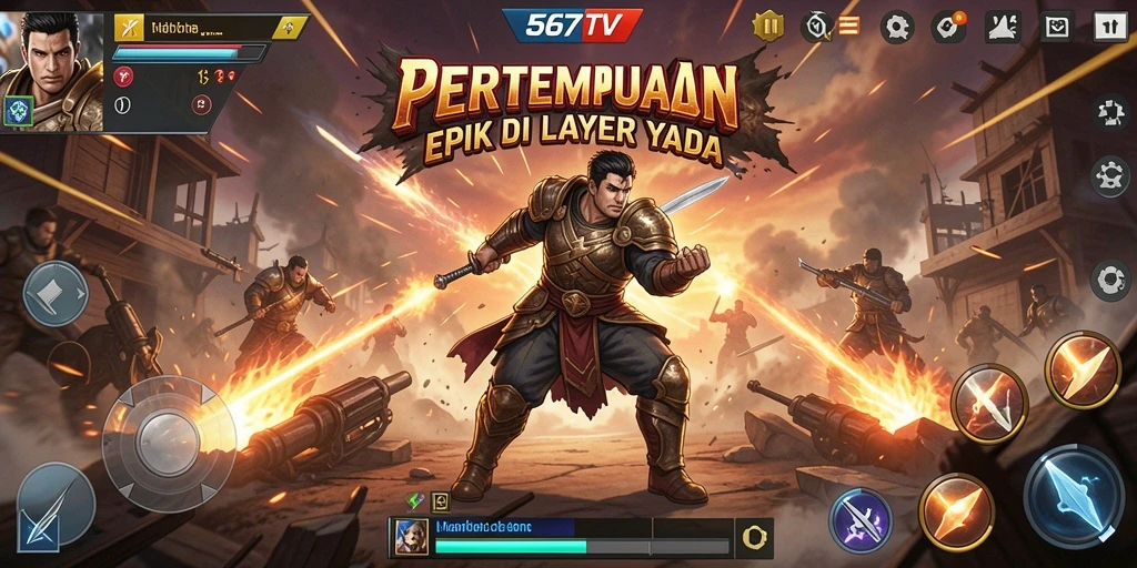 Screenshot dari gameplay 567TV menunjukkan pertarungan antar karakter yang intens.