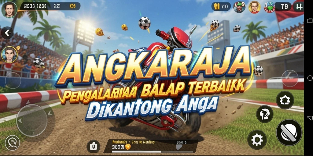 Tampilan gameplay ANGKARAJA dengan mobil balap yang cepat.