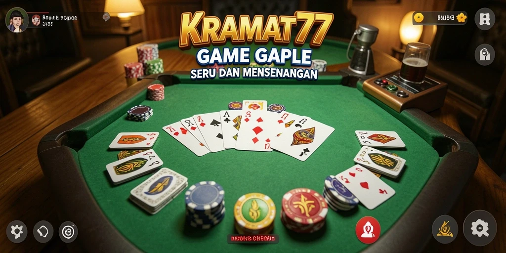 Tampilan gameplay seru dalam KRAMAT77 saat bermain Gaple.