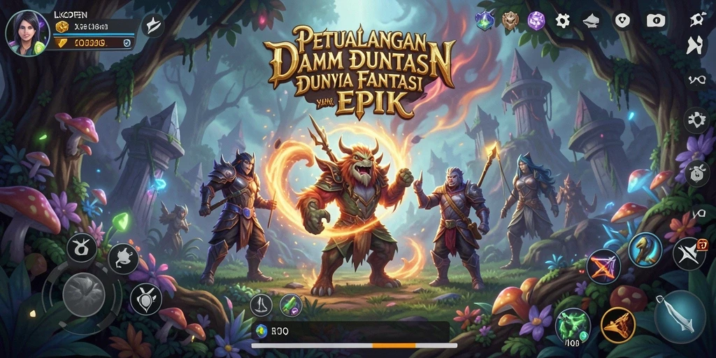 Tangkapan layar LKOPEN menampilkan aksi pertempuran seru dalam dunia fantasi.