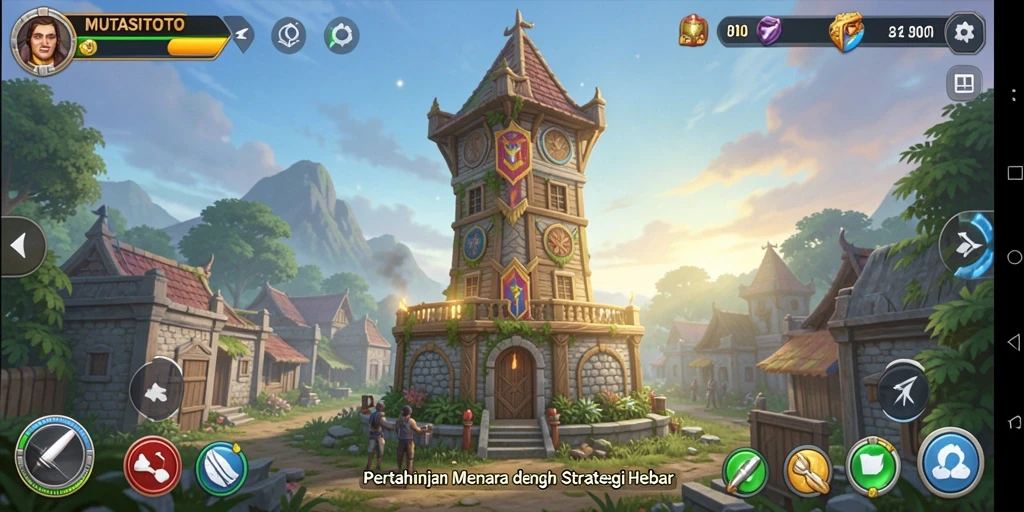Gameplay MUTASITOTO menampilkan pertahanan menara yang intens dan strategi pertarungan.