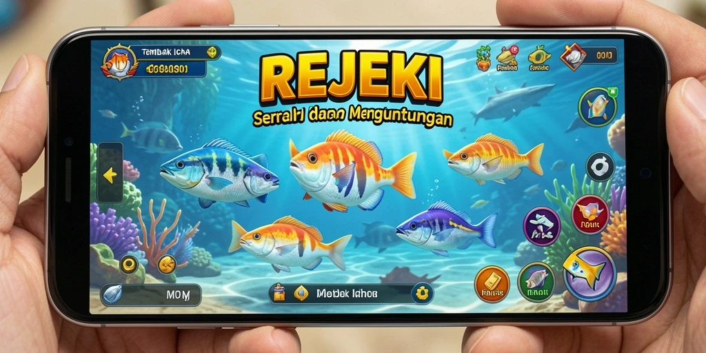 Tangkapan layar gameplay Tembak Ikan yang menegangkan dan mengasyikkan di REJEKI.
